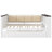 Full Size Wood Daybed with Storage Shelves, Upholstered Backrest,USB and Trundle, White-243124431