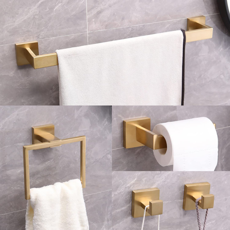 5 Pieces Bathroom Hardware Accessories Set with Towel Holder, Roll Pap