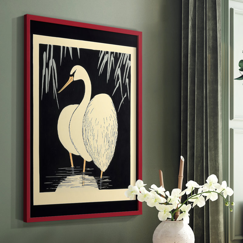 Reproduction encadrée animalière - prête à être accrochée - fabriquée aux États-Unis, H 10 po x l 8 po, Rouge