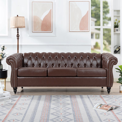 Broche 84.65'' Rolled Arm Chesterfield Sofa -  Alcott HillÂ®, 982688D759B1449BA580DA4833A00D14