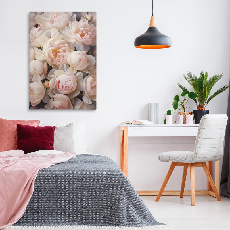 Art mural sur toile Blooming Pink Pivoines par Roozbeh Bahramali, H 45 po x l 30 po