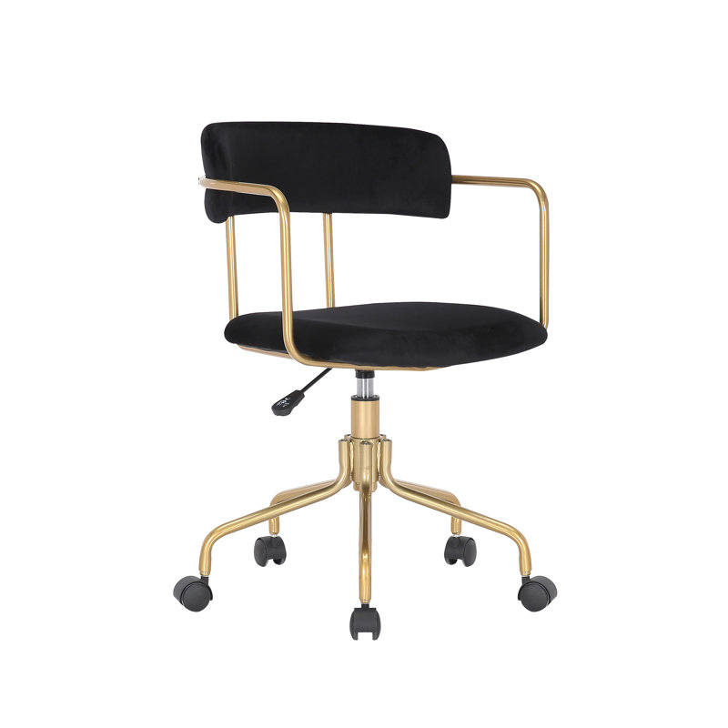 Chaise de travail Levins, Velours noir