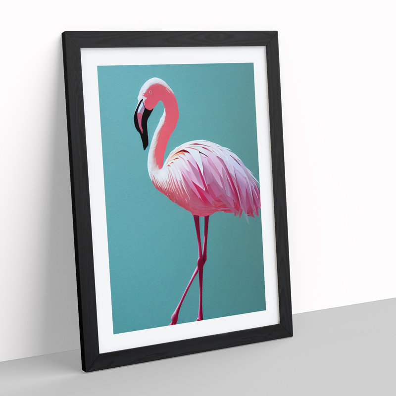 Stunning Flamingo - Single Picture Frame Print, Black , 34cm H x 25cm W x 2cm D