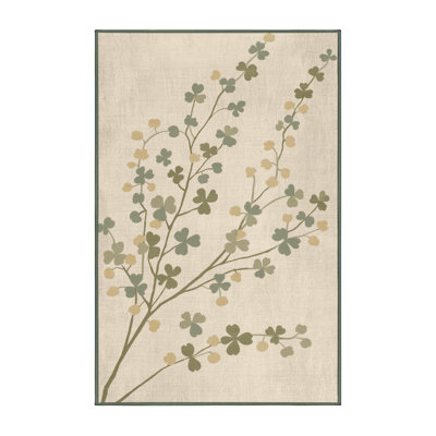 Tapis abstrait moderne et contemporain délavé à la machine St Patties en beige - reliure vert sauge