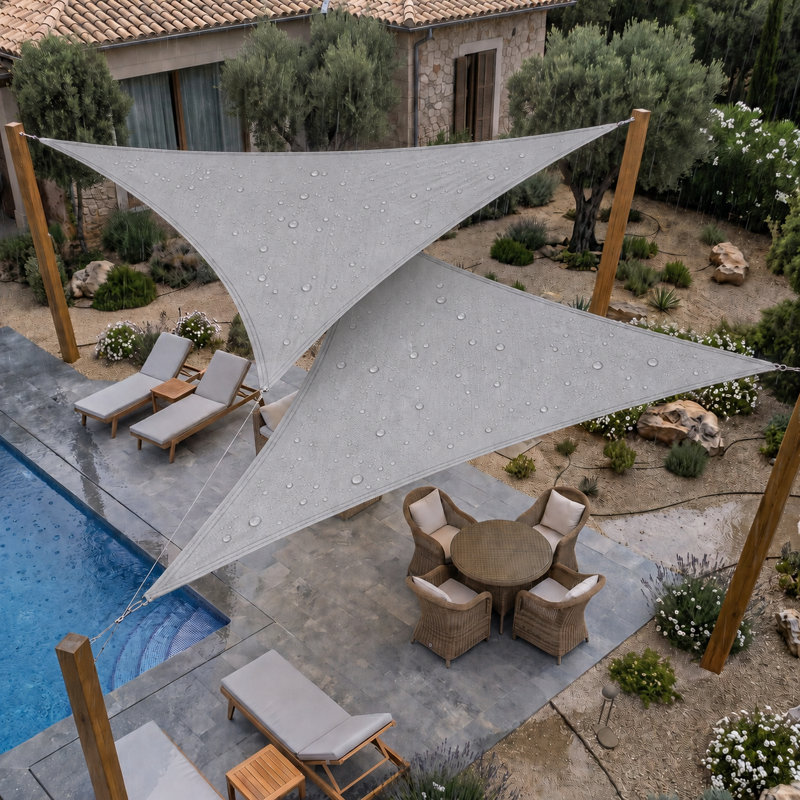 Toile d'ombrage triangulaire imperméable personnalisable ColorTree - durable et résistante aux rayons UV, Gris