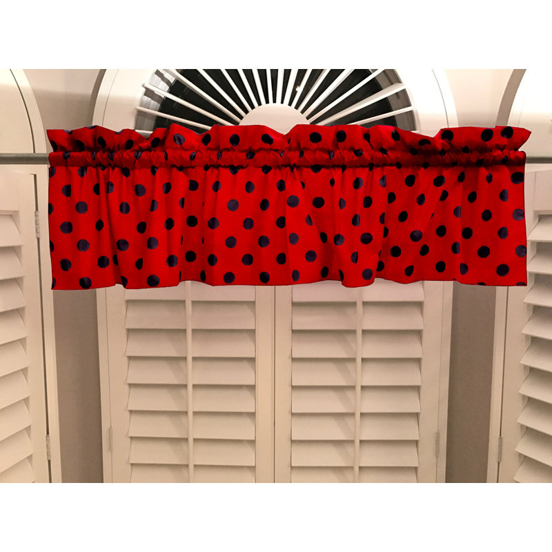 Cantonnière sur mesure en mélange de coton à pois 58 po Chrisman, Rouge / noir, L 58 po x L 32 po