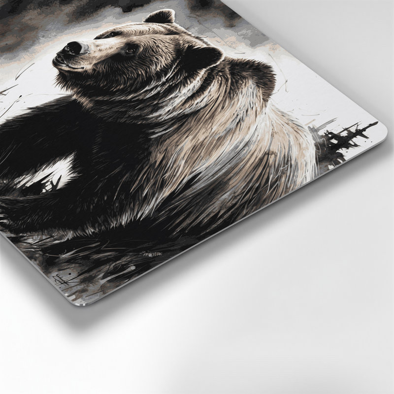 Faune, grizzly noir, art mural en métal, H 11 po x l 14 po