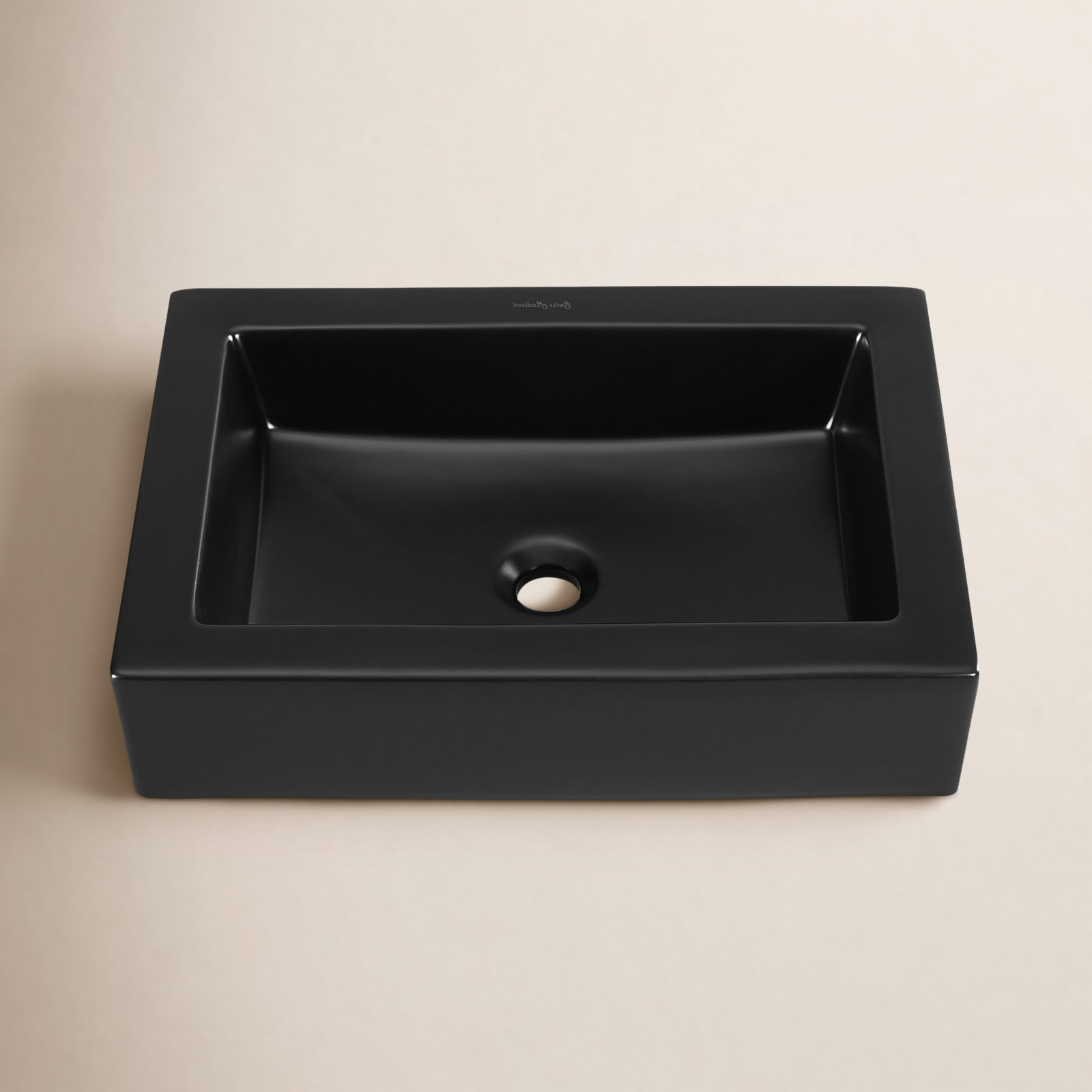 Voltaire 22" Ceramic Vessel Bathroom Sink, Black