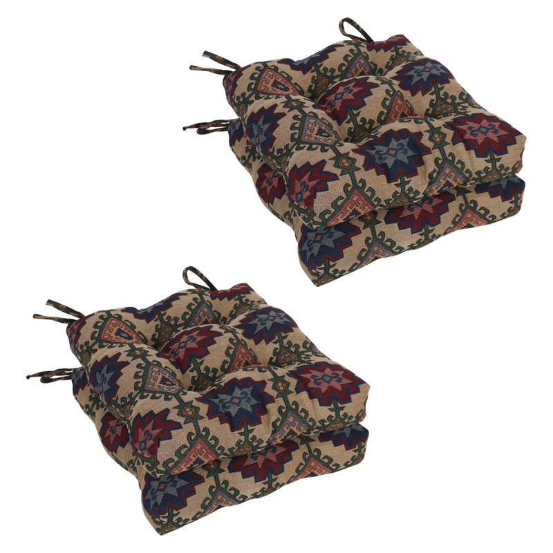 16-Inch Square Woven Tapestry Tufted Chair Cushions (Set Of 4)