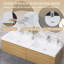 Meuble-lavabo moderne à rayures avec lavabo double-370247191