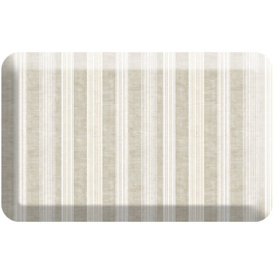 Tapis de cuisine anti-fatigue, motif de rayures en lin grès brun clair