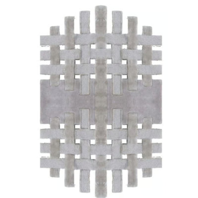 Tapis spécial touffeté beige à motif crème rayé en viscose tissé à la machine_49