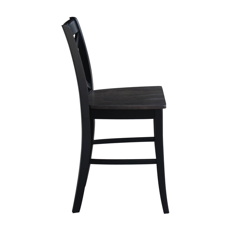 Ludivine Stool, Counter Stool (24" Seat Height), Washed Black/Coal Black