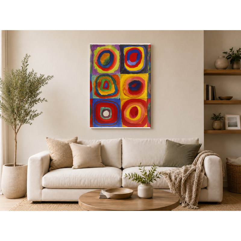 Étude de couleur: carrés avec cercles concentriques (1913) - Art mural sur toile, 20" W x 16" H