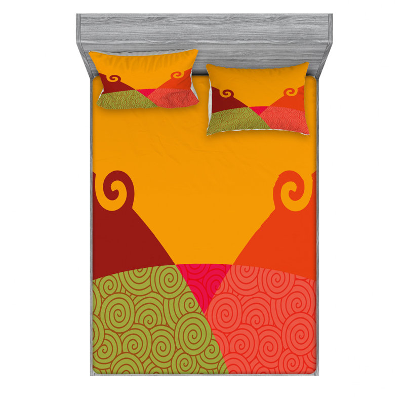 Microfiber Abstract Sheet Set, Queen Sheet Set with Fitted Sheet