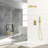 10 Inch Wall Mounted Shower - Gold Square Dual Head With Balance Valve And Nozzle System Handheld Option Feature For A Safe