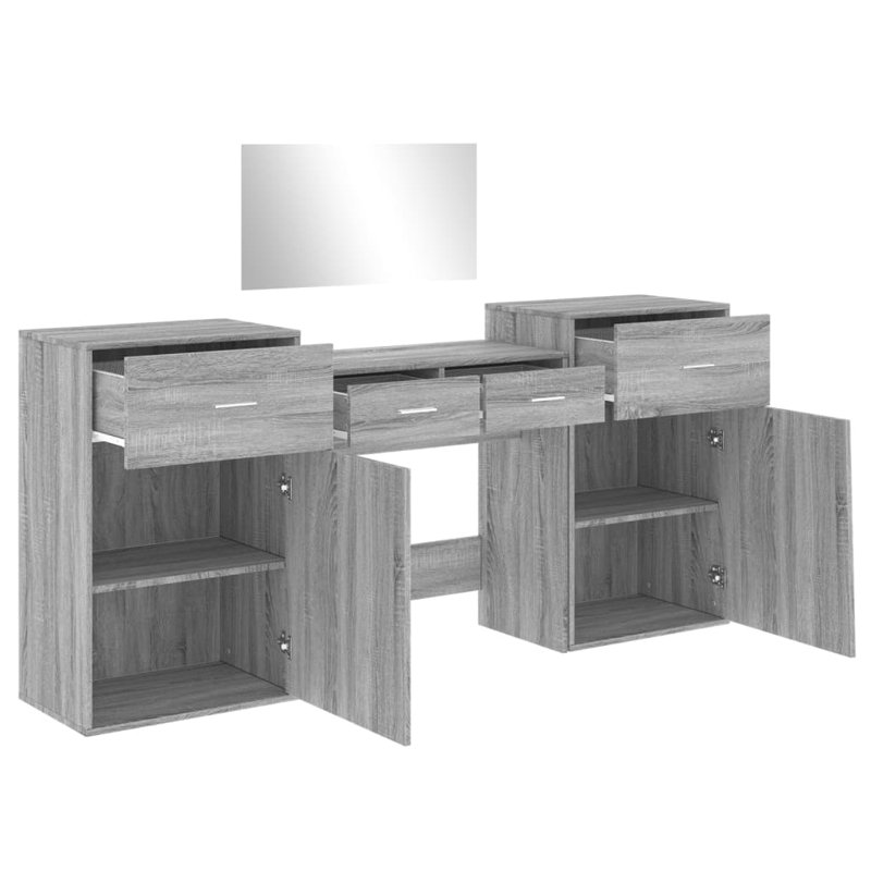 Dressing Table with Mirror, Grey Sonoma