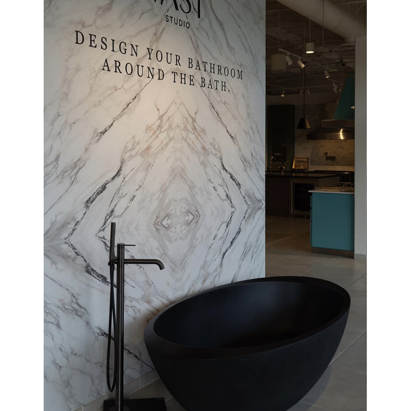  Vast Studio 74.8" x 39.8" Freestanding Tub, Modern Oval Deep Soaking Cement BathTub, Spa-Inspired Luxury Bathtub for Contemporary Primary Bathroom
