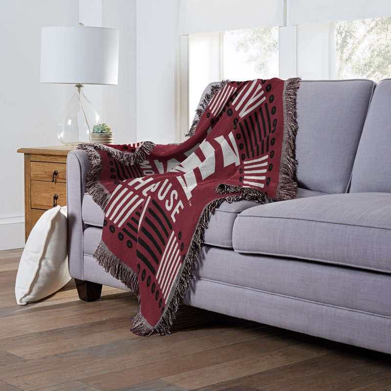 Maroon and Black Woven Jacquard Throw Blanket