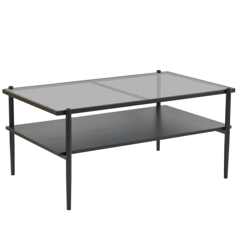 Manzie Glass Top Single Coffee Table, Black