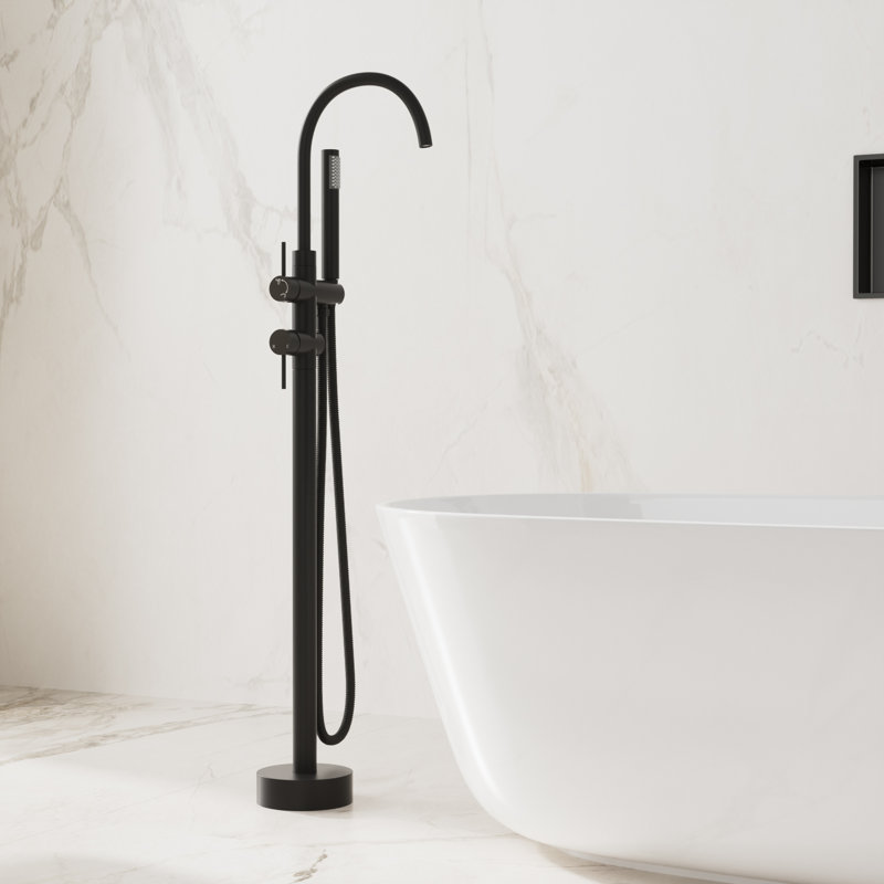 Floor Tub Spout with Diverter, Matte Black