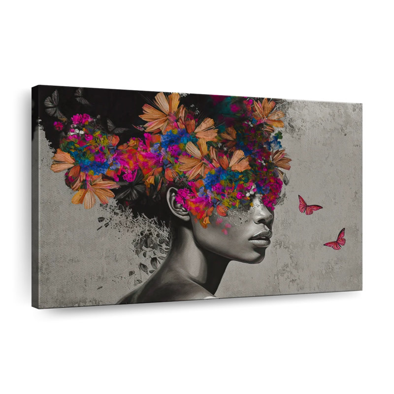 «Fluttering Afro Pop» sur toile, H 34 po x l 51 po x P 1,25 po