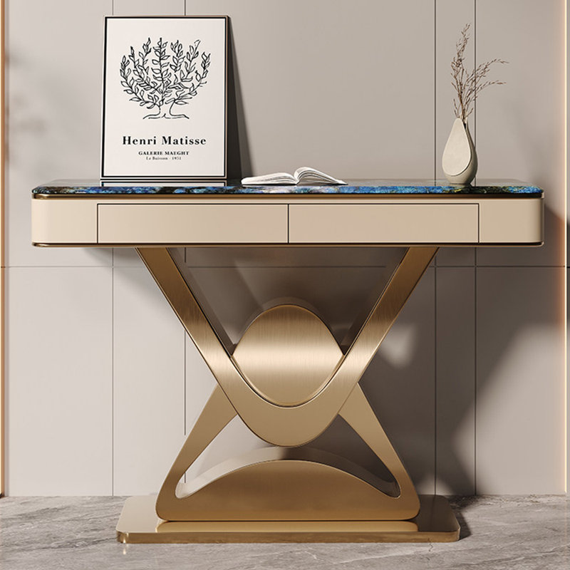 Console légère haut de gamme simple et luxueuse, 33,5 po H x 70,9 po L x 13,8 po P, Doré