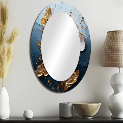 Pivoine blanche et dorée Bloom IV - miroir décoratif floral ovale sur métal