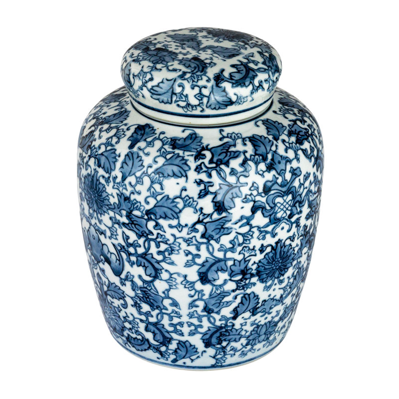 Pot en céramique bleu / blanc Chadwicks, H 8,25 po x l 6,25 po x P 6,25 po
