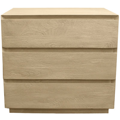 24" Natural Three Drawer Solid Wood Nightstand
