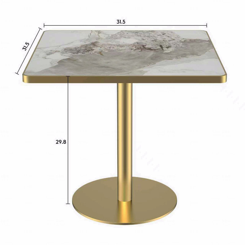 Table de salle à manger de patio 31,5 pouces, table tulipe bistro avec plateau en faux marbre, structure en métal robuste
