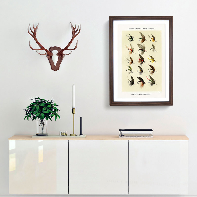 Trout Fishing Flies Version 8 by Mary Orvis Marbury - Framed Print, Walnut, 91cm H x 60cm W x 2cm D