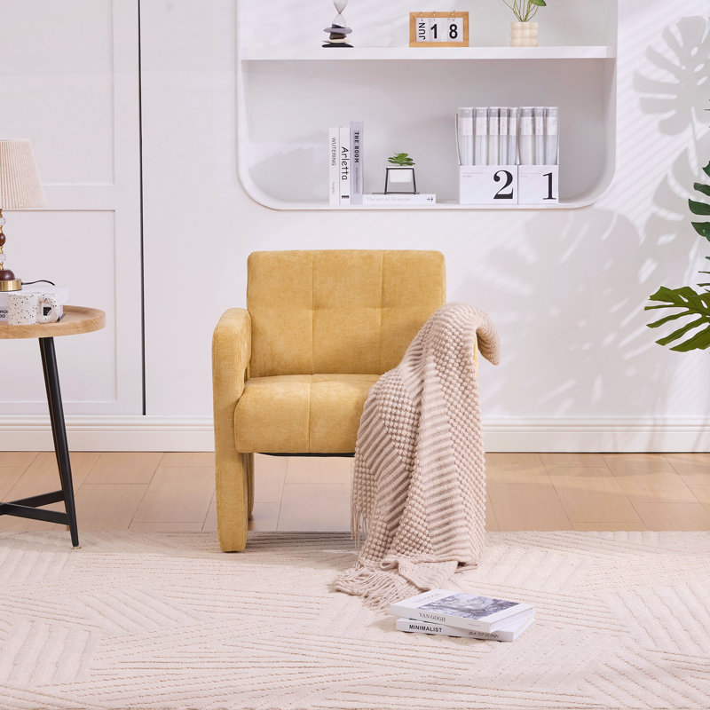 Fauteuil rembourré rembourré confortable, Jaune