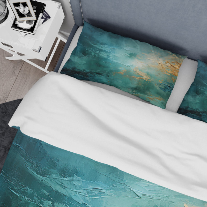 Literie , Housse de couette pour grand lit et 2 taies décor