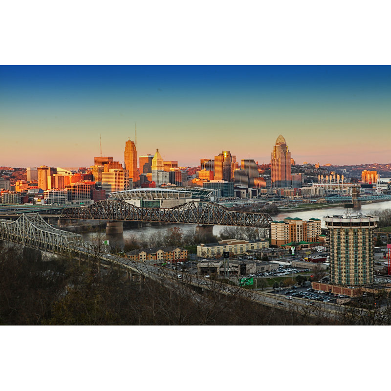 Cincinnati Skyline by Hstiver - Wrapped Canvas Print, 30cm H x 46cm W