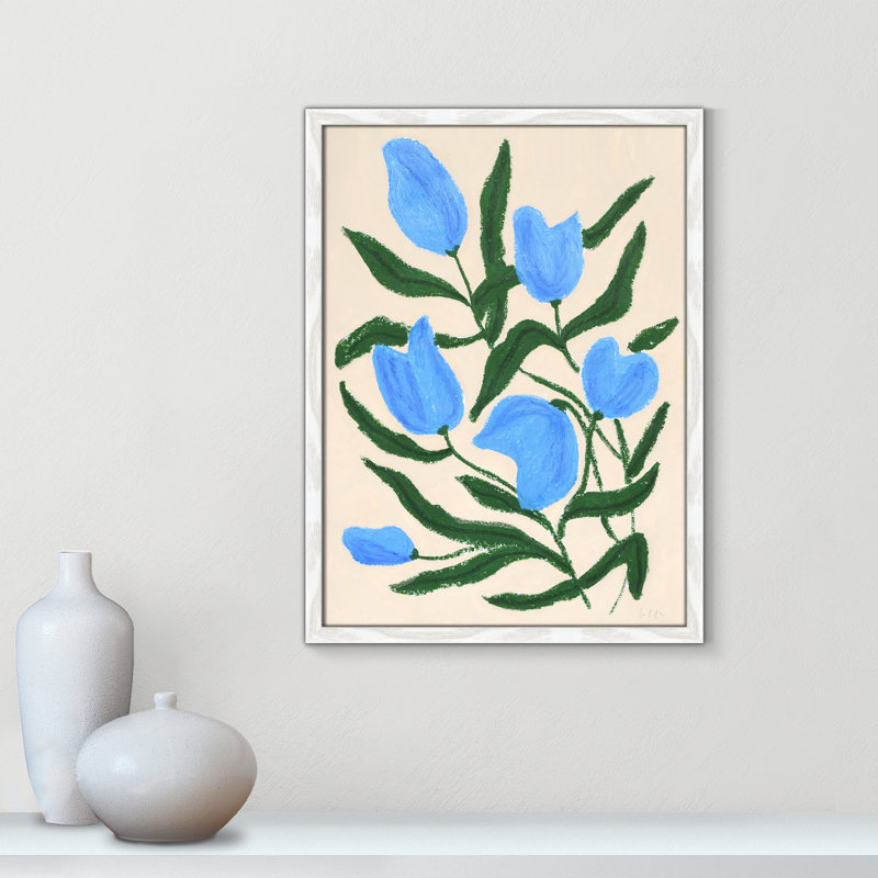 Imprimé de tulipes bleues par Camilla Bergqvist, H 23 po x l 17 po x P 0,75 po