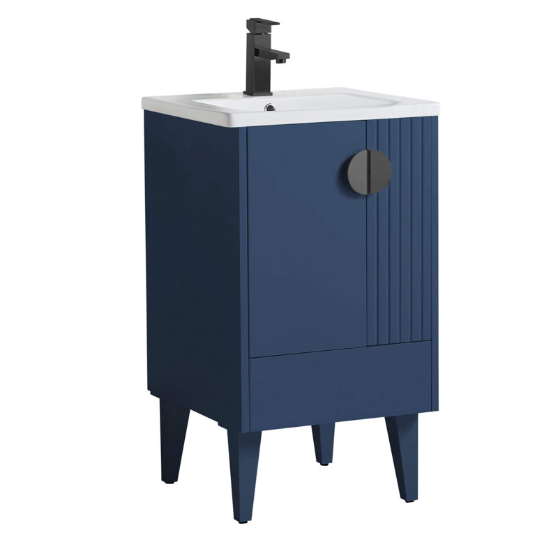 Ensemble de meuble-lavabo simple 20 po Saimah, Noir, Bleu marine