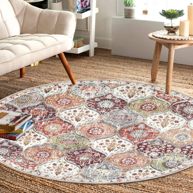 Machine-Washable Ultra-Thin Round Rug,Soft, Non-Slip, Versatile For Living Room, Bedroom, Study, Round 3'