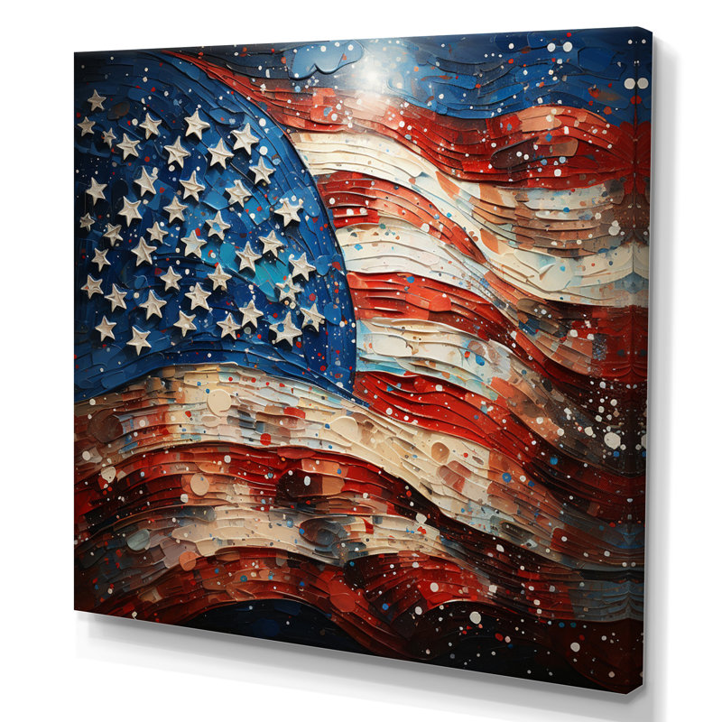 Drapeau américain drapeau IV - drapeau États-Unis, art mural, Toile tendue, H 36 po x l 36 po x P 1,5 po