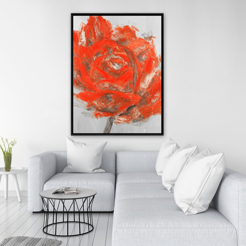 Abstract Red Flower Print On Canvas