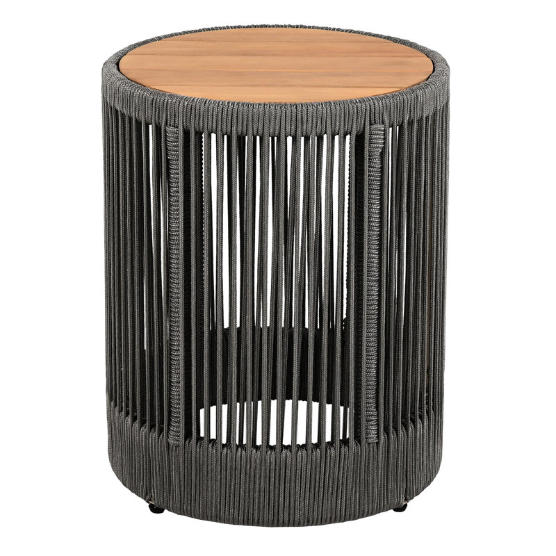 Table d'appoint en bois et corde - hauteur de 18,55 po, profondeur de 15 po, polyvalente pour la décoration et la surface du vestibule, table de chevet parfaite