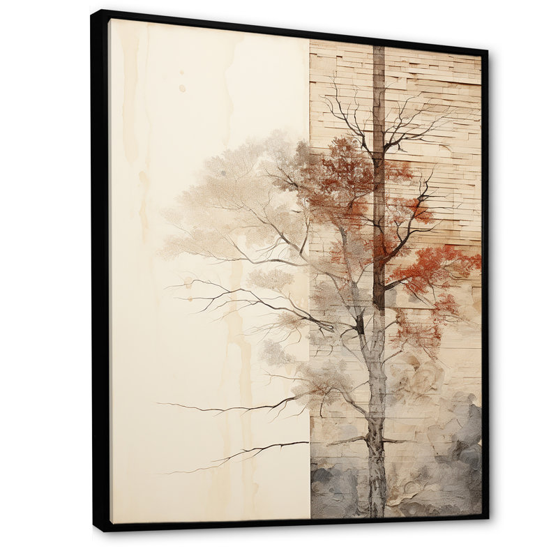 Minimalisme, séquoia beige, impression sur toile encadrée, H 20 po x l 12 po x P 1 po, Cadre flottant noir
