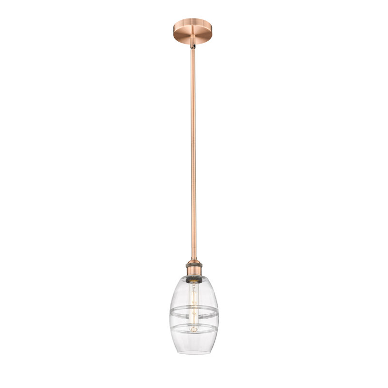 Mini-luminaire suspendu avec tige 10 "Edison Bettylou - 616-G557, H 7,63 po x l 5,88 po x P 5,88 po, Transparent