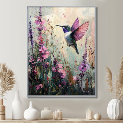 Hummingbird In The Wildflowers II - Bird Canvas Art
