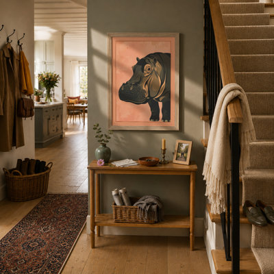 Hippopotamus Profile Modern - Framed Print