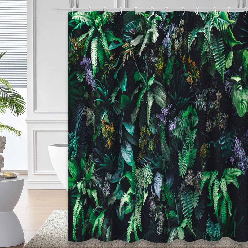 Rideau de douche vert imperméable, rideaux de douche pour la salle de bain avec 12 crochets, 72" L x 72" W