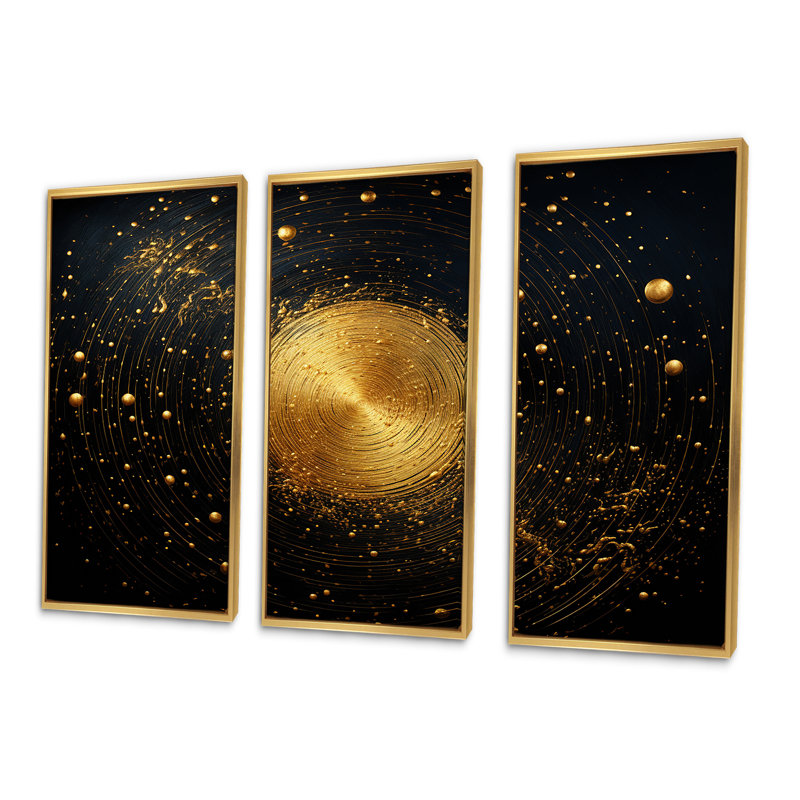 Ensemble de toile dorée scintillante «Magic», Cadre flottant doré, H 32 po x l 48 po x P 1 po