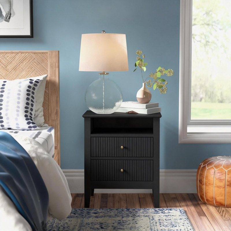 Amberrae 2 Drawer Bedside Table, Black