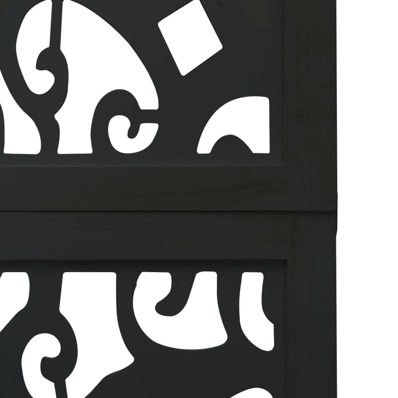 Folding Room Divider, 5, 220cm H x 180cm W x 1.6cm D, Black