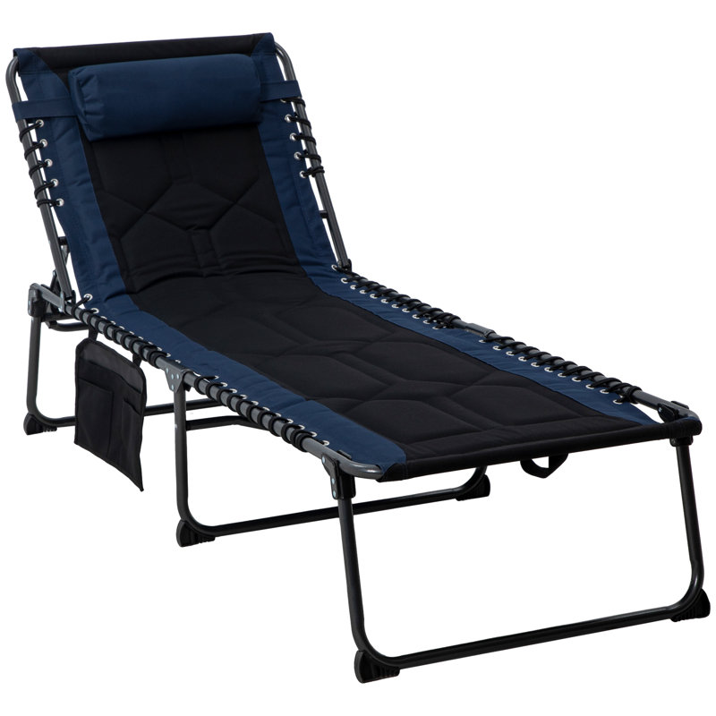 Chaise longue d'extérieur en acier Sherlon, Bleu / Noir